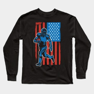 American Football 4th July American Flag Patriotic Fan Long Sleeve T-Shirt